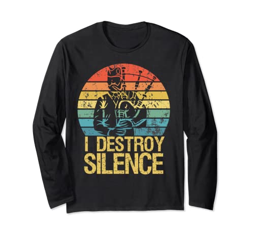 Camisa divertida de gaita músico I Destroy Silence Bagpipe Manga Larga