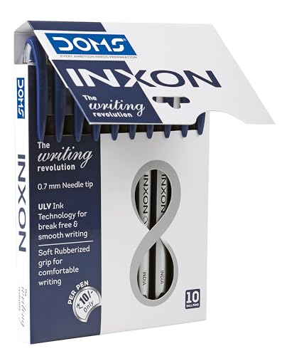 Image of Doms Inxon Blue Ball Pen| 0.7mm | Soft Rubberized Grip| PACK of 10 Blue Ballpens