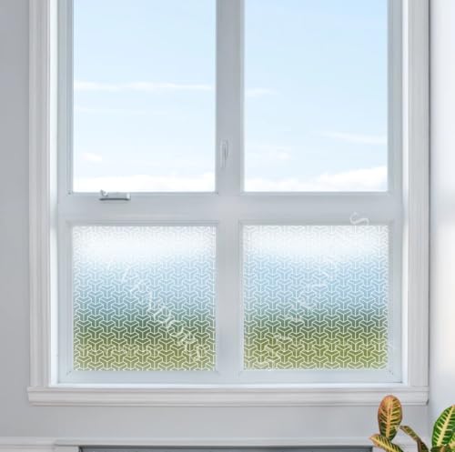 Image of SUNBIRD Window Film Privacy Colorful Window Sticker, Decorative Window Vinyl, Adhesive Home UV Blocking, Heat Insulation Static Cling for Bathroom Office (24 X 48 INCHES, Plus Frost)