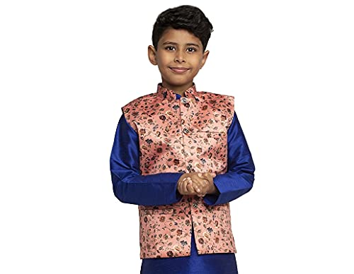 Image of KRAFT INDIA Boys Satin Printed Nehru Jacket Only