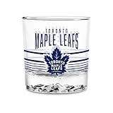 Rico Industries NHL Hockey Toronto Maple Leafs Standard 11.5oz Rocks Glass – Heavy Base Clear Glass Tumbler, Durable Whiskey Cocktail Drinking Glass for Home Bar, Kitchen, or Entertaining