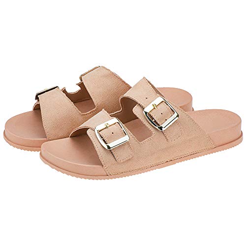 Sandália Feminina Birken Rasteira Confort Macia Eleganteria Tamanho:37;Cor:Natural Nude