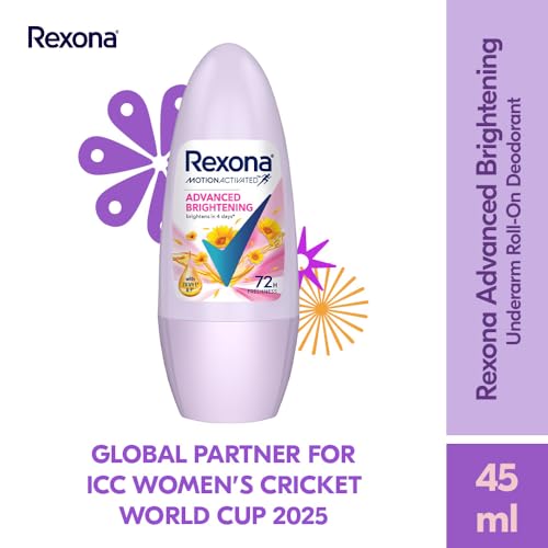 Image of Rexona Advanced Brightening Roll On Motion Activated Deodorant for Women | 72-Hour Freshness | 45 ML