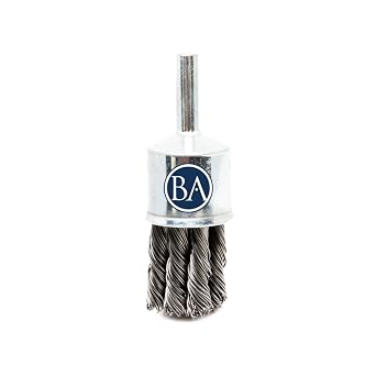 Benchmark Abrasives 3/4" Knot Wire End Brush for Drill & Die Grinder Brush Wire Brush for Paint Removal, Cleaning, Deburring with 1/4" Shank, Rotary Tools Drill Grinder Attachment - Carbon Steel