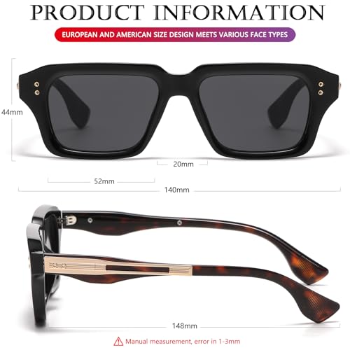 Image of AIEYEZO Rectangle Sunglasses for Men Women Fashion Square Frame Sun Glasses 90's Retro Designer Shades