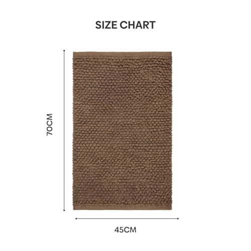 Image of haus & kinder Door Mat Cotton Chenille 1700 GSM | Ultra Soft Absorbent Anti Skid Bath Mat for Bathroom, Entrance & Kitchen | Thick Floor Mat | Brown | 45 x 70 cm
