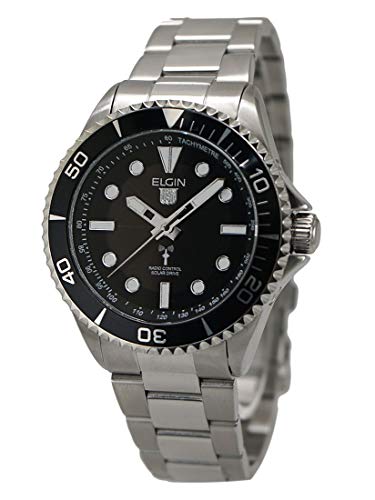 【国内正規品】エルジン ELGIN 電波ソーラーウォッチ 腕時計 10気圧防水 太陽電池 メンズ 男性用 ブラック文字盤 FK1427S-BP NEW