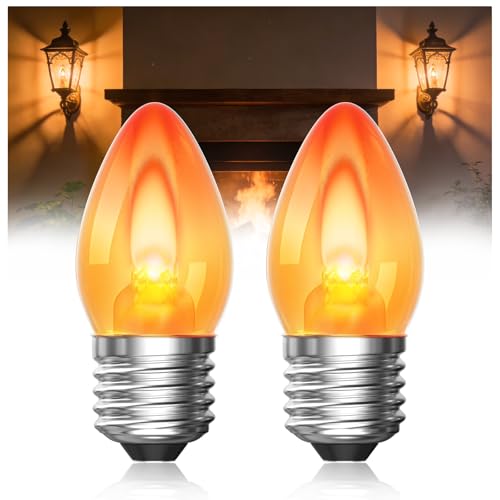 BrightArk E27 Led Bombilla Decorativa con Efecto de Llama, 1W Luz Parpadeante, 1500K Blanco Cálido para Halloween, Christmas, Casa, Jardín, Fiesta, Boda decoración (2-Unidades)