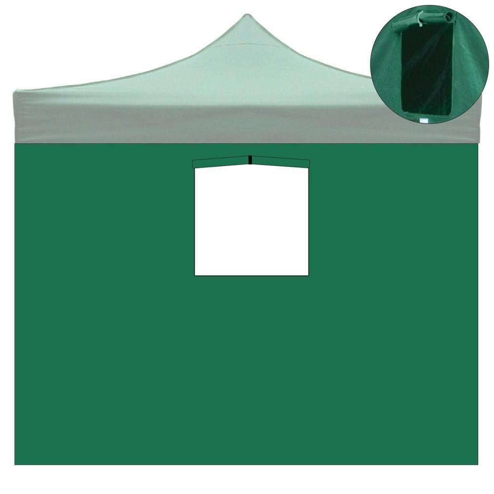 Lona lateral de 3x2 m verde con ventana para carpas plegables