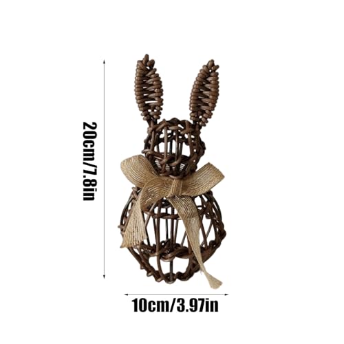 Figurine lapin de Pâques rotin fait main déco table rustique