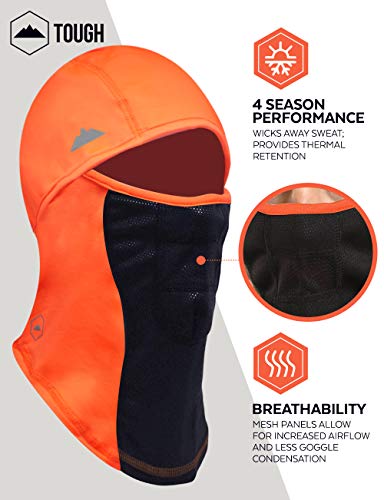 Tough Headwear Balaclava Ski Mask - Winter Face Mask For Men & Women - Cold Weather Gear For Skiing, Snowboarding & Motorcycle Riding (Orange) #TOP2