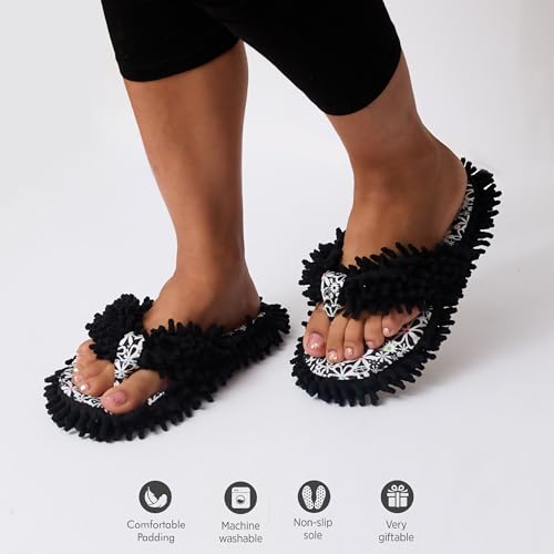 Snoozies Fuzzy Flip Flop Pedicure Slippers for Women Indoor, Washable Fluffy Thong Slippers, Comfortable Open Toe House Slippers Non-Skid Sole, Spa Gifts2