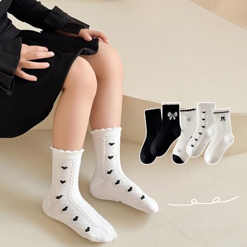 Toddler Socks, Pack of 5 Pair Girls Lace Socks Fashionable Middle Tube Sock Short Sock for Ages 1 to 12 Years Kids4