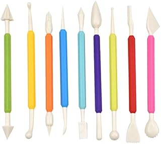 Focenat 9 Pcs Fondant Tools for Cake Decorating, Icing and Modelling Tools, Cake Decorating Tools, Sugar Sculpture Tools Kit for Flower Paste