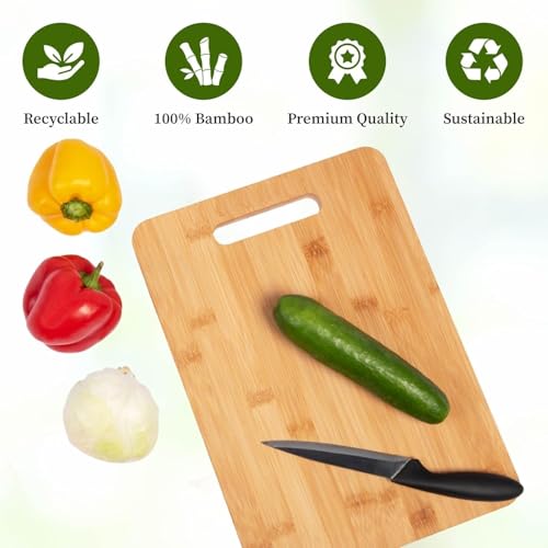 Image of JAGIRA Waterproof Chopping Board with Wooden Handle | Multipurpose Cutting Board for Vegetables, Fruits & Cheese | Eco-Friendly & Anti-Microbial Kitchen Tool (Pack of 1)