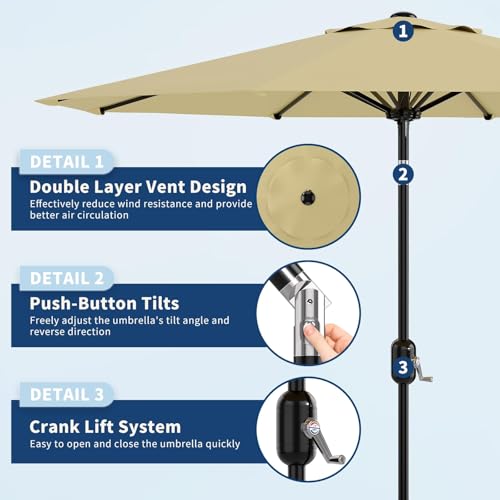 IDEALHOUSE 10 FT Patio Umbrella Windproof with Crank Lift, Tilt Adjustment by IDEALHOUSE - Used condition - Image 2