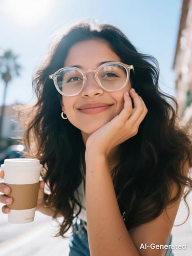 Image of VISOONE Lightweight Anti-Slip Blue Light Blocking Glasses Niko | Clear Lense UV400 Round Frame Fashion Cute Slim Eyewear for Women Men non prescription