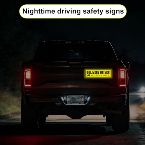 Image of 4pcs Delivery Driver Car Magnet Signs Reflective Decal (2 Design)