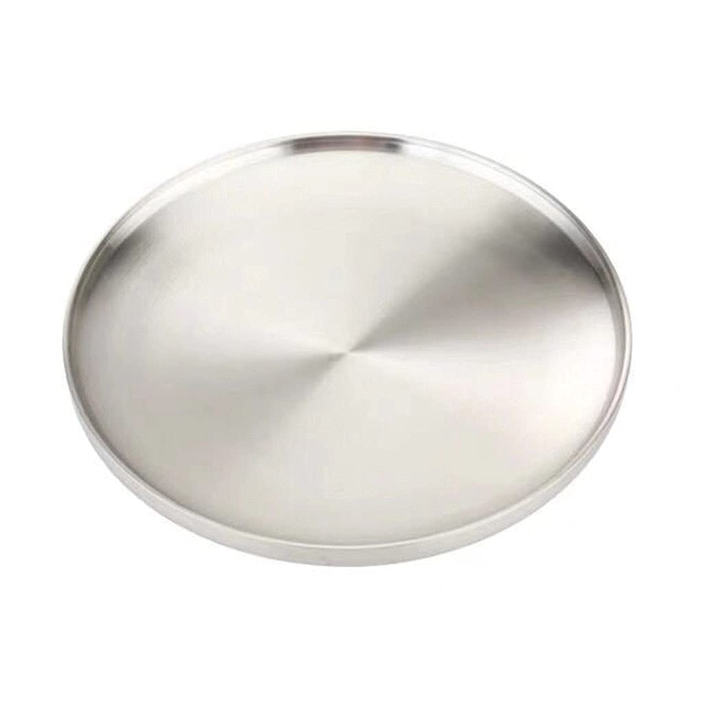 Stainless Steel Double Layer Round Dinner Plate Heat Insulation Dish Anti-scald