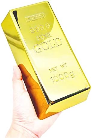SABLUE Replica Gold Bar Fake Brick Bullion Plastic Business Card Case Holders Box Storage Novelty Gift Joke Decorative Prop Movie Prop Stage Pirate Party Favors Supplies Treasure Hunt Game Bullion(L)