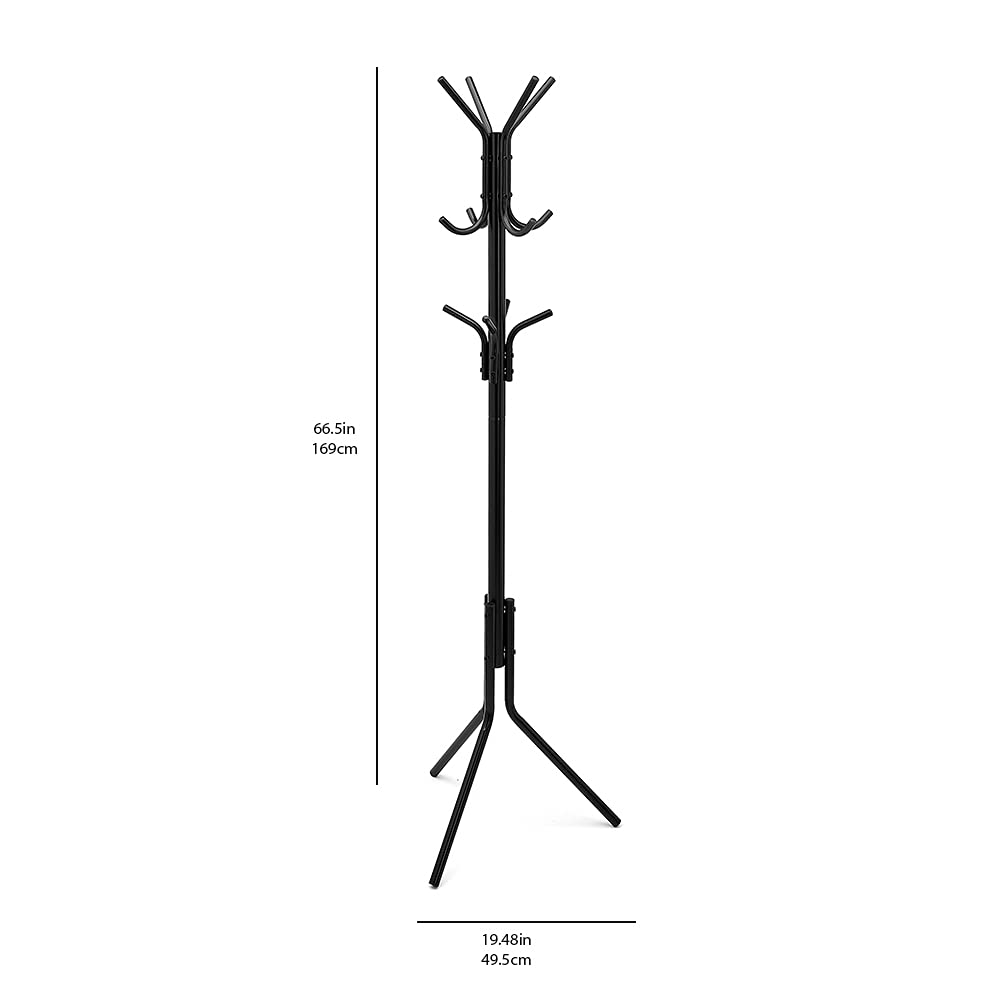 Amazon Basics Appendiabiti in metallo, Nero, 49.5 x 49.5 x 169 cm (L x W x H)