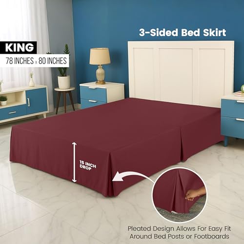 image for Utopia Bedding King Bed Skirt - Soft Quadruple Pleated Ruffle - Easy F