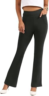 Blissclub AM:PM Cotton Flare Pants for Women Upto 5'4 ft | Wide Waistband, 4 Pockets | Bell Bottom Pants and high Waist Tr... Price In India