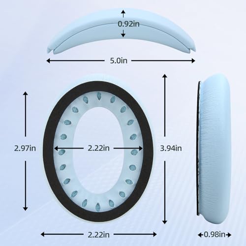 Earpads and Headband Cover Ear Muffs for Bose QC35 QC45 Headphones Accessories with Protein Leather& Memory Foam (Sky Blue) miniatura 3