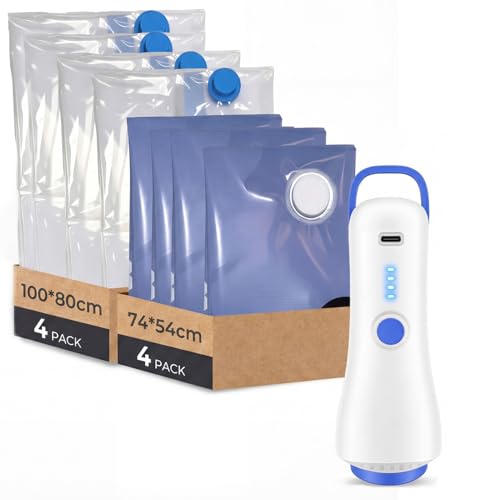 Raplink Sacchetti Sottovuoto Vestiti con Pompa Elettrica, 8 Buste Sottovuoto