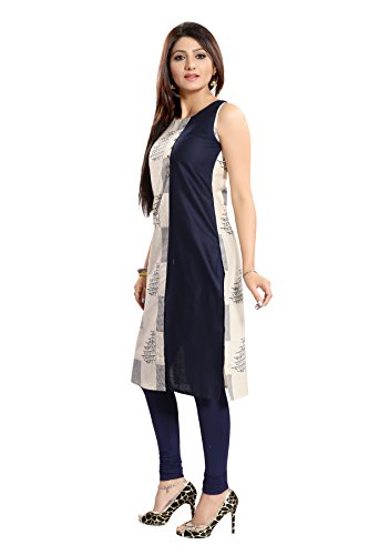 Image of Women's Cotton Straight Kurta (ALC4094 Blue Large)
