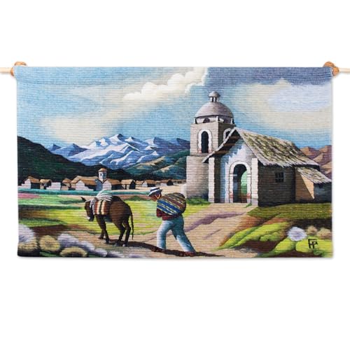 NOVICA tapiz de lana, 'Apurímac viajeros'
