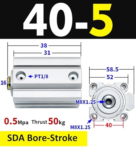 Vérin pneumatique SDA40 pour remplacer vos vérins encombrants