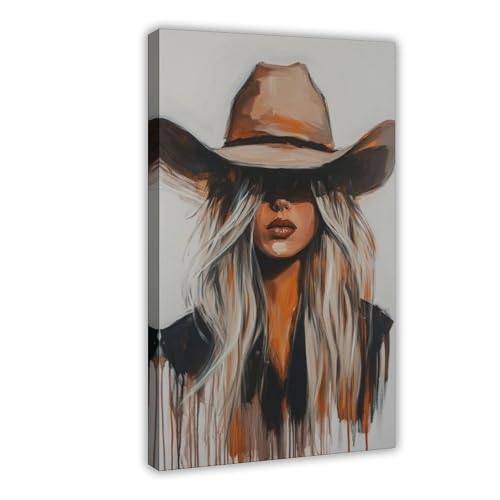Poster western cowgirl blonde sur toile 61x91,4cm pour habiller un mur vide