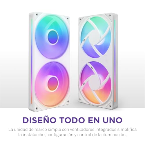 NZXT F240 RGB Core - Unidad de 240 mm con 2 ventiladores RGB de 120 mm - Control de velocidad e iluminación - Alta presión estática y flujo de aire - 8 LED aRGB por ventilador - Blanco - imagen 3