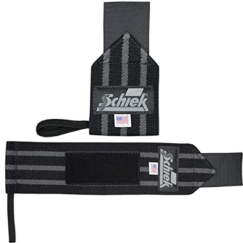 Schiek Sports Black Out Heavyweight Cotton Elastic Wrist Wraps – Black/Silver