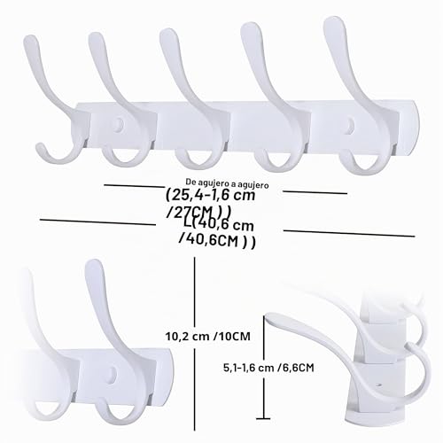 Miniatura 6 de Skoloo Moderno Perchero De Pared Con 5 Ganchos, Perchero De Pared De Metal Para Colgar Abrigos, Mochilas, Etc. Perchero De Pared Blanco