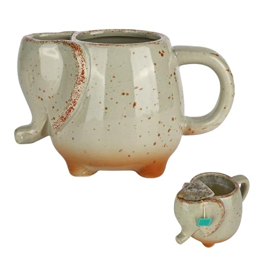 elthmpr Elephant Tasse à café, tasse à thé - 430 ml - Tasse éléphant en céramique - Tasse à café 3D avec support pour sachets de thé, femmes, hommes, amis...