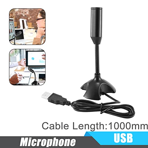 Mini USB Microphone for Desktop Computer and Laptop,Portable USB Condenser Mic With Adjustable Stand,Compatible with PC/Mac,Plug & Play,Ideal for Meeting,Online Class,Games,Remote work(Black) - Thumbnail 5