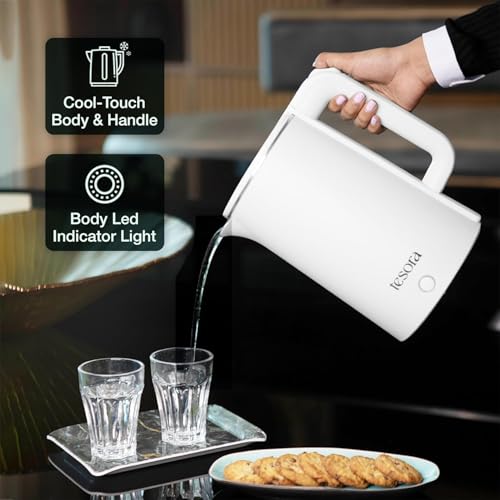 Image of Premium Electric Kettle | Auto Power Cut | Boil-Dry Protection | Cool Touch Double Wall | 1500 Watts |1-Year Warranty by Tesora (White)