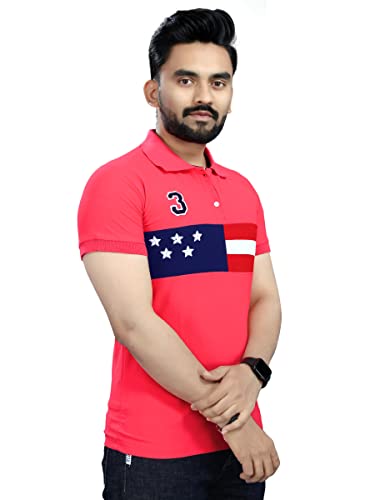 Image of Men's Cotton Embroidred Stretchable Polo T-Shirts Half Sleeves 250 GSM Cotton Regular Fit T-Shirt for Everyday Wear