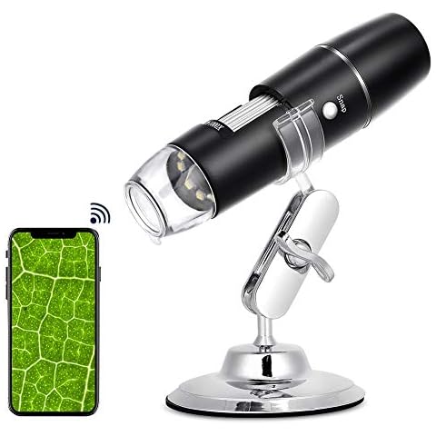 Digital Microscope 50X to 1000X, USB WiFi Microscope Wireless Digital Mini Handheld Endoscope Inspection Camera with 8 Adjustable LED Lights, Compatible with Android, iOS Phone Cover