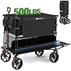 Hikenture Double Decker Wagon, 400L Extra Large Beach Wagon with Big Wheels for Sand, 500LBS Heavy Duty Collapsible Cart with Tailgate, Utility Carts Foldable for Beach, Sports