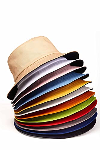 Image of Quanhaigou Bucket Hats Unisex Summer Travel Beach Fisherman Cap for Men Women Teens (Plain Khaki Black)
