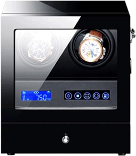 FENOKD Watches and Jewelry Black Automatic Watch Winder Box with LED Backlight Storage Drawer LCD Touch Screen Control Piano Pa