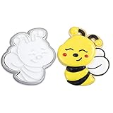 Mostop Smiling Bee Cookie Cutters with Stamper, 3D Bee Cookie Molds for Candy Chocolate Biscuit Past