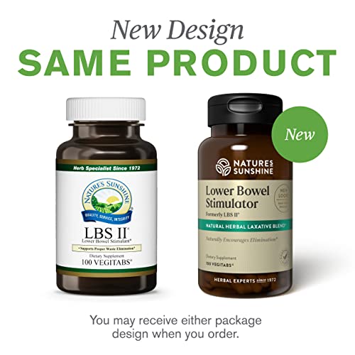 Image of Nature's Sunshine Lower Bowel Stimulator - Helps Relieve Constipation - Cleanse & Detox Your Colon with Natural Herbal Ingredients - 25 Servings - 100 Vegitabs