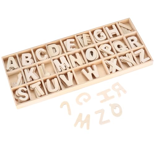 "156 Pcs Lettres en Bois A-Z, Lettres Majuscules et Mini Lettres en Bois Décoratives, pour Scrabble et Bricolage DIY"