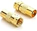 Produktbild deleyCON SAT Antennenadapter Kabel auf SAT Adapter SET F-Stecker auf IEC-Stecker Kupplung Verbinder Koaxial Adapter SAT Kabel Vergoldet - 2 Stück