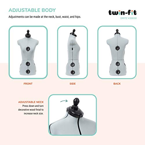 Dritz Twin-Fit Adjustable Tri-Pod Stand, Petite Dress Form, Silver Gray #TOP4