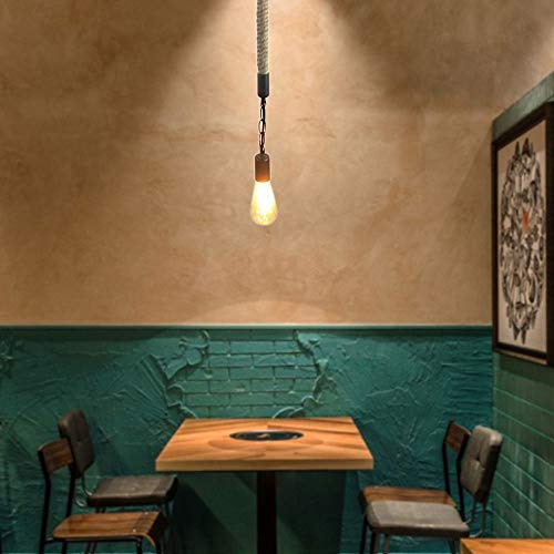 Lámpara de araña con cuerda de cáñamo para iluminar cafeterías y bares con estilo 4